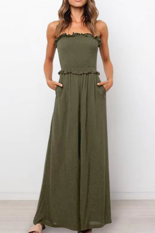 Cleopatra – Trägerloser Rüschen-Jumpsuit