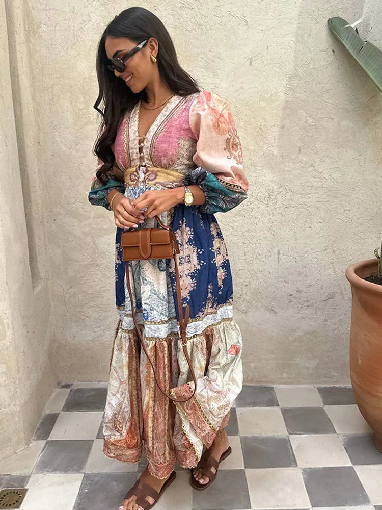 Nika – Bedrucktes Langarmkleid