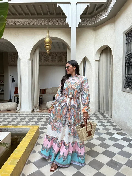 Nika – Bedrucktes Langarmkleid